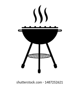 Silhouette grill icon with smoke – stock vector