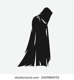 silhouette of grim reaper. side view. isolated on white background. vector illustration.