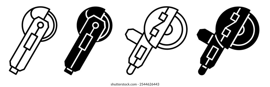 Silhouette of grinding machine icon illustration. Grinding machine icon set. Stock vector.