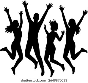silhouette of group of dancers