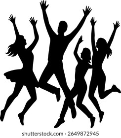 silhouette group of dancers jumping