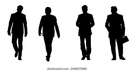 Silhouette group of fashionable men wearing business coat.