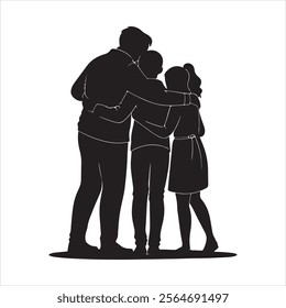 silhouette of group hug vector illustration eps 10 on a white background fully editable file
