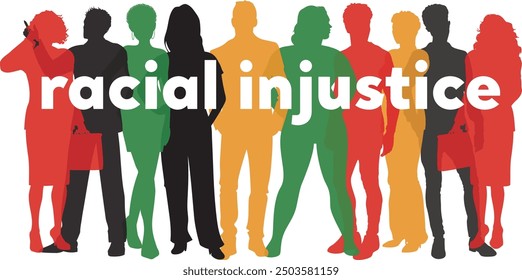 Silhouette group of men and women of diverse culture. Diversity multi-ethnic and multiracial people. Concept of racial equality and anti-racism. Multicultural society.