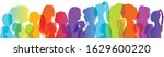 Silhouette group of multiethnic women who talk and share ideas and information. Women social network community. Communication and friendship between women or girls of diverse cultures