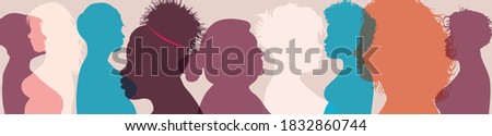 Silhouette group of overweight female multiethnic women and girls. Diversity Fat and corpulent women with cellulite. Health care. Lifestyle. Weight loss. Diet concept. Fitness