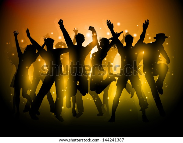 Silhouette Group Party People Dancing Stock Vector (Royalty Free) 144241387