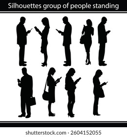 silhouette, group, people, business, reading, vector, standing, person, office, male, man, outline, young, illustration, body, female, figure, woman, girl, chair, shape, collection, human, set, work, 