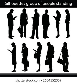silhouette, group, people, business, reading, vector, standing, person, office, male, man, outline, young, illustration, body, female, figure, woman, girl, chair, shape, collection, human, set, work, 
