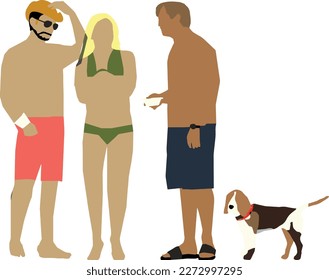 Silhouette Group of People and Dog 1