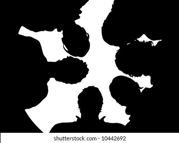 silhouette of a group of people - illustration (vector file)