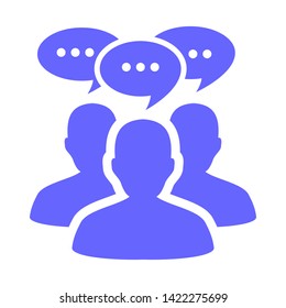 silhouette group of people interact with social media text bubble. Suitable for vector illustration of taking conversation in a group discussing some issues.