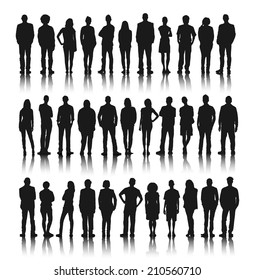 Silhouette Group of People Standing - Shutterstock ID 210560710