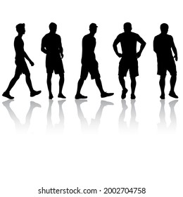 Silhouette Group of People Standing on White Background