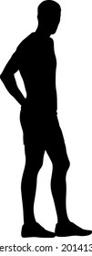 Silhouette Group of People Standing on White Background.