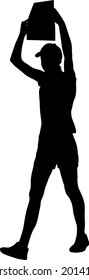 Silhouette Group of People Standing on White Background.