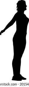 Silhouette Group of People Standing on White Background.
