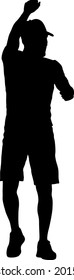 Silhouette Group of People Standing on White Background.