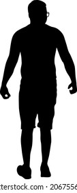 Silhouette Group of People Standing on White Background