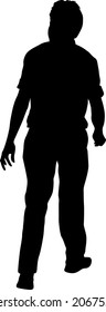 Silhouette Group of People Standing on White Background