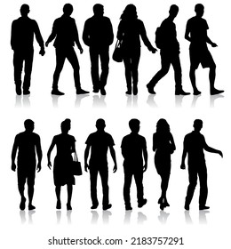 Silhouette Group People Standing On White Stock Vector (Royalty Free ...