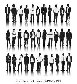 Silhouette Group of People Standing Vector