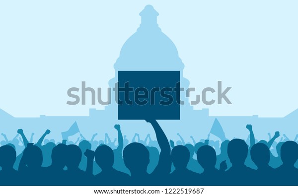 Silhouette Group Protesters People Raised Fist Stock Vector (Royalty ...