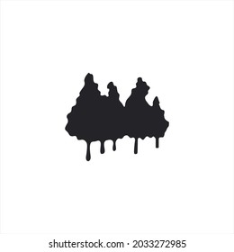 Silhouette de un grupo de árboles en estilo doodle. Ilustración del vector aislada en fondo blanco