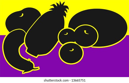 silhouette of group of vegetables in display	