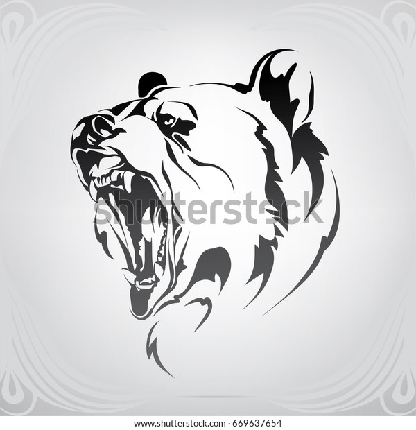 Silhouette Growling Bear Stock Vector (Royalty Free) 669637654