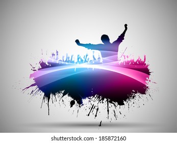 Silhouette of a grunge party crowd background