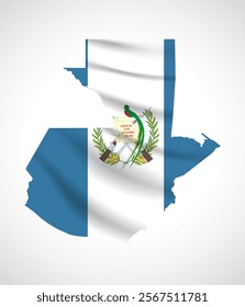 Silhouette of Guatemala map filled with the Guatemalan flag design, symbolizing national pride, cultural heritage, and geographic identity.  
