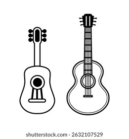 silhouette guitar illustration flat design collection