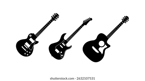 silhouette guitar illustration flat design collection