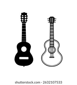 silhouette guitar illustration flat design collection