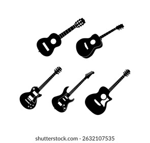 silhouette guitar illustration flat design collection