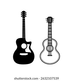 silhouette guitar illustration flat design collection