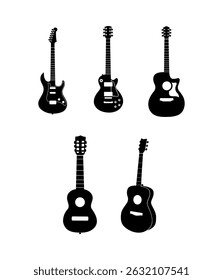 silhouette guitar illustration flat design collection