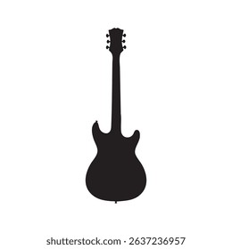 Silhouette of guitar on white background