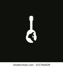 Silhouette Guitar women logo design music