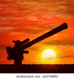 Silhouette of gun, the symbolize of the war.