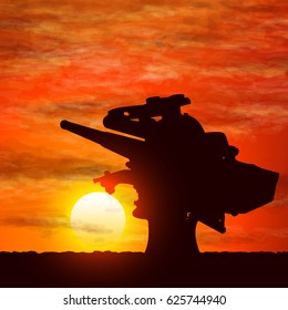 Silhouette of gun, the symbolize of the war.