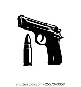 silhouette guns icon vector, black gun silhouette
