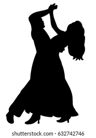 Silhouette Of A Guy And A Girl Dancing A Dance