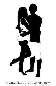 Silhouette of a guy and girl dating a vector illustration