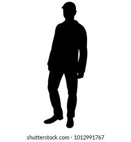 silhouette of a guy goes on a white background