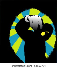 Silhouette of the guy in a hood. vector illustration,