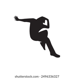 the silhouette of the guy jumping on white background vector