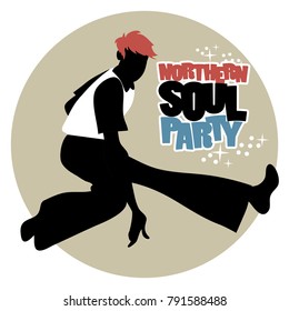 Silhouette Of Guy Wearing Wide Trousers, Dancing Northern Soul