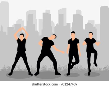 silhouette guys dancing